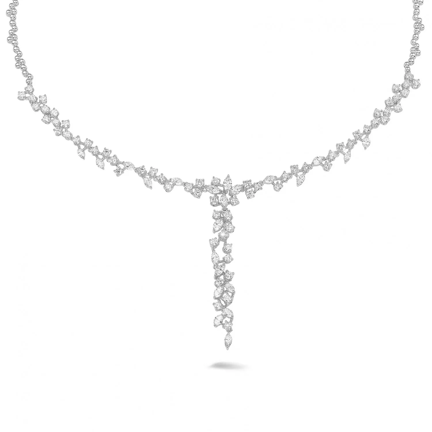 7.00 quilates gargantilla en platino con diamantes talla marquesa y redondos 