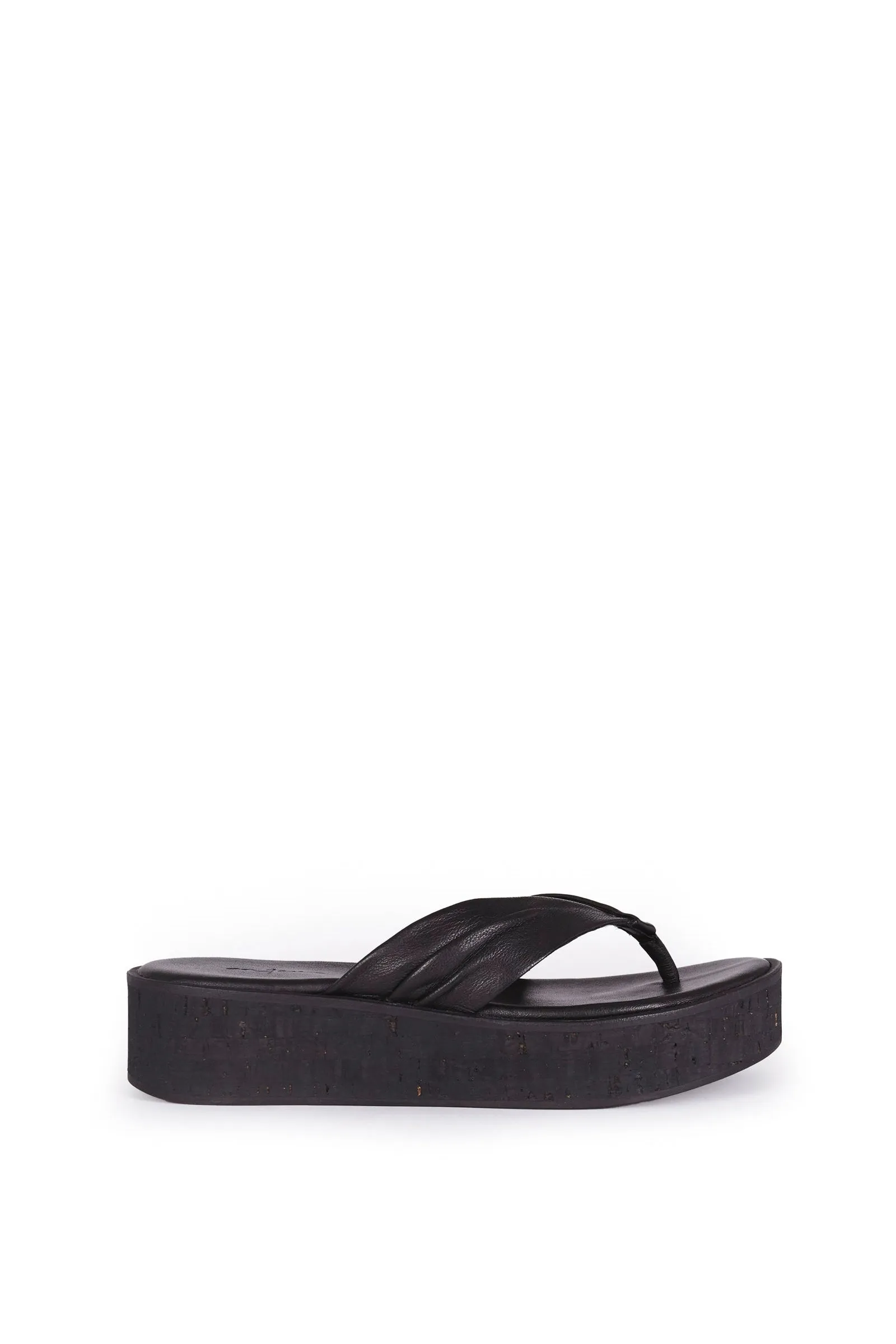 ADA, BLACK LEATHER FLIPFLOPS