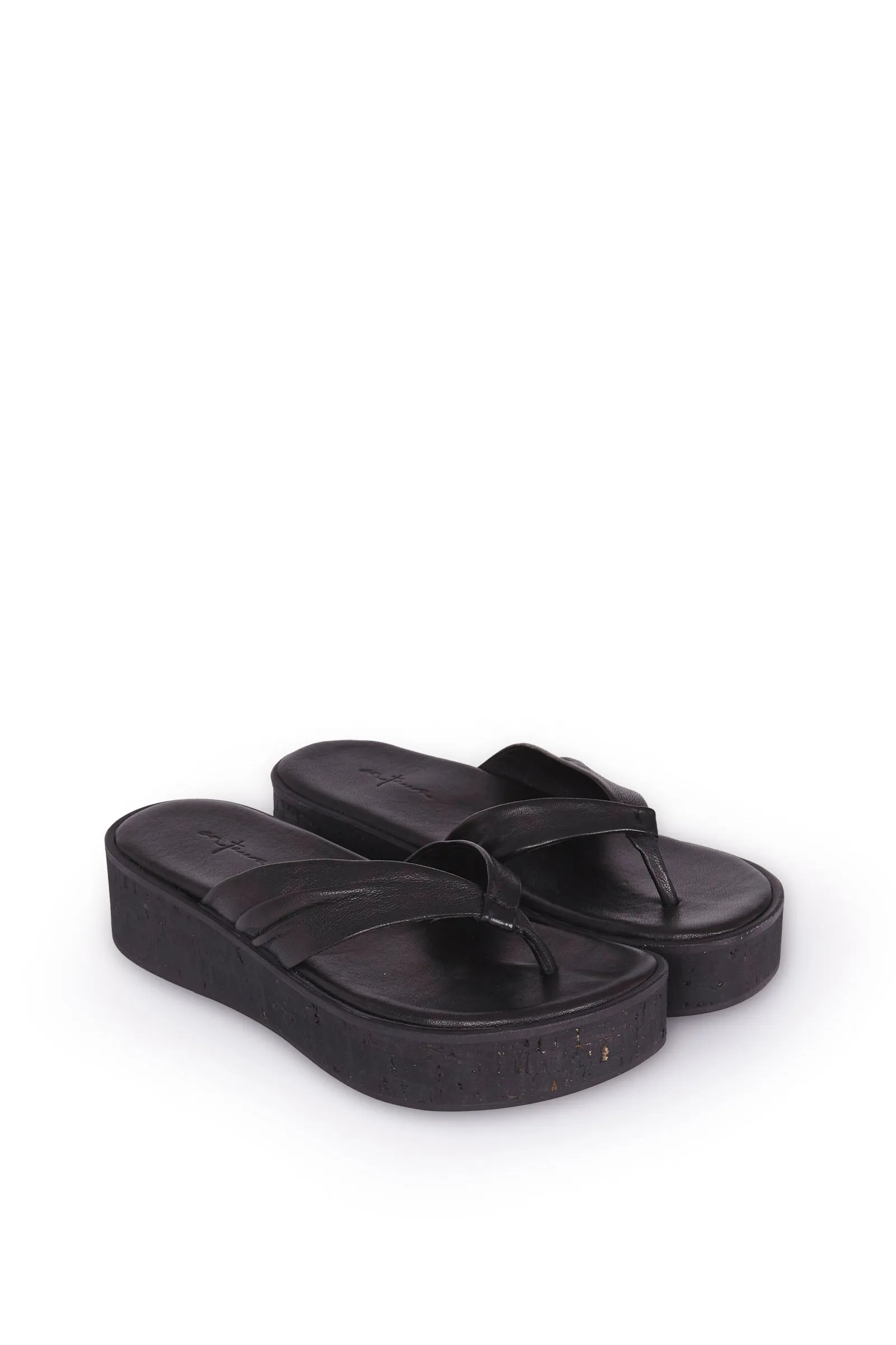 ADA, BLACK LEATHER FLIPFLOPS