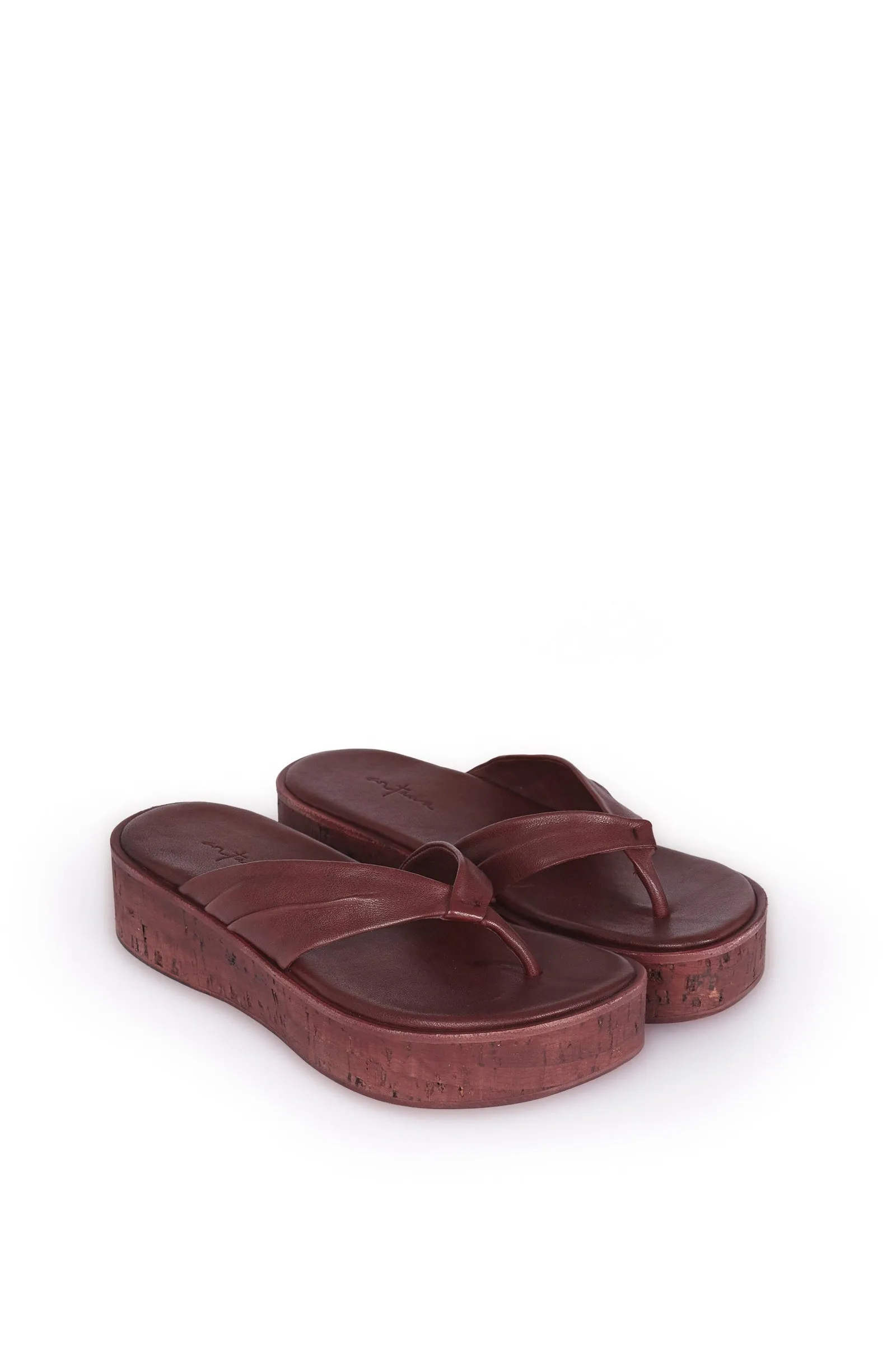 ADA, BURGUNDY LEATHER FLIPFLOPS