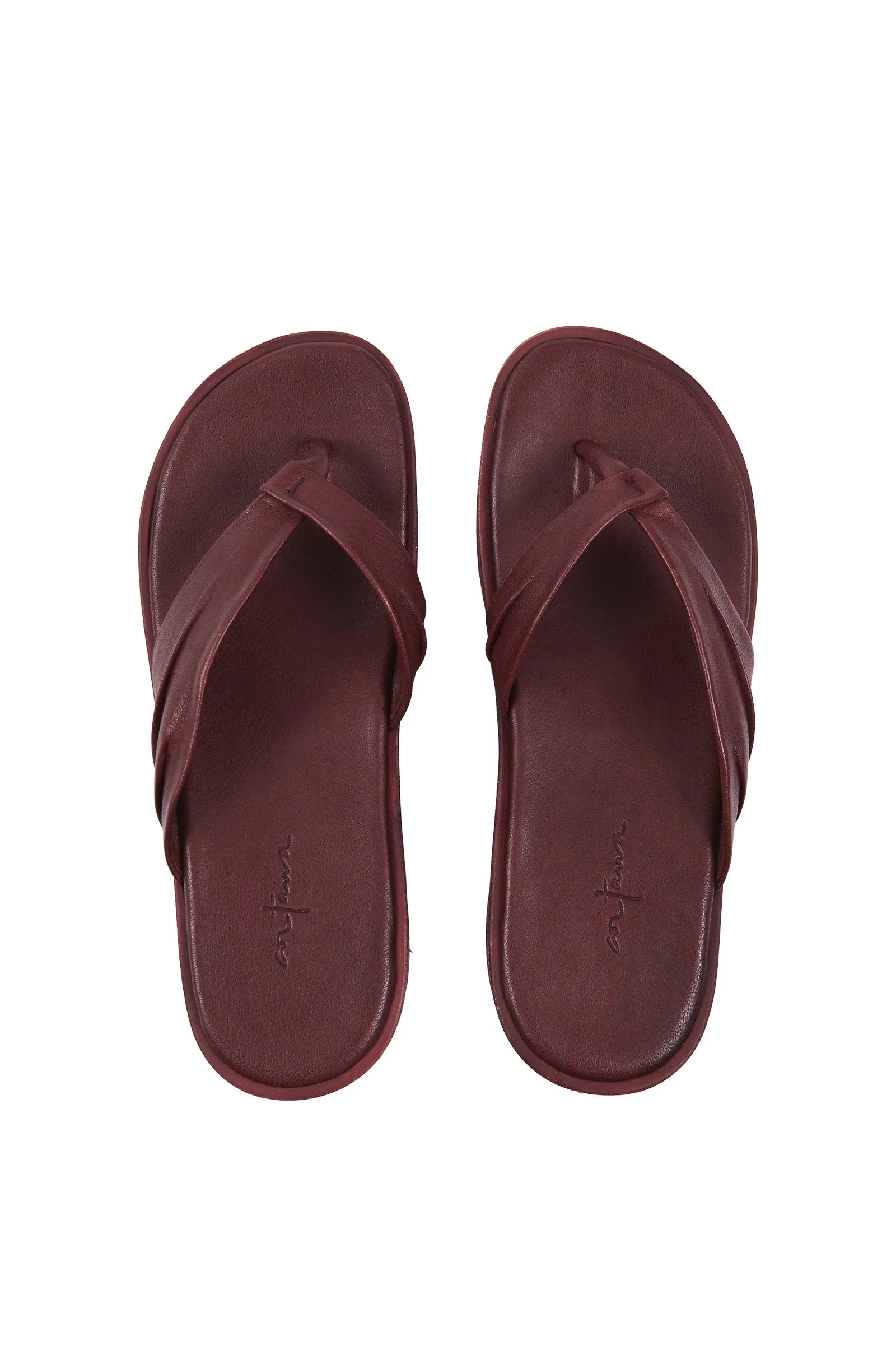 ADA, BURGUNDY LEATHER FLIPFLOPS