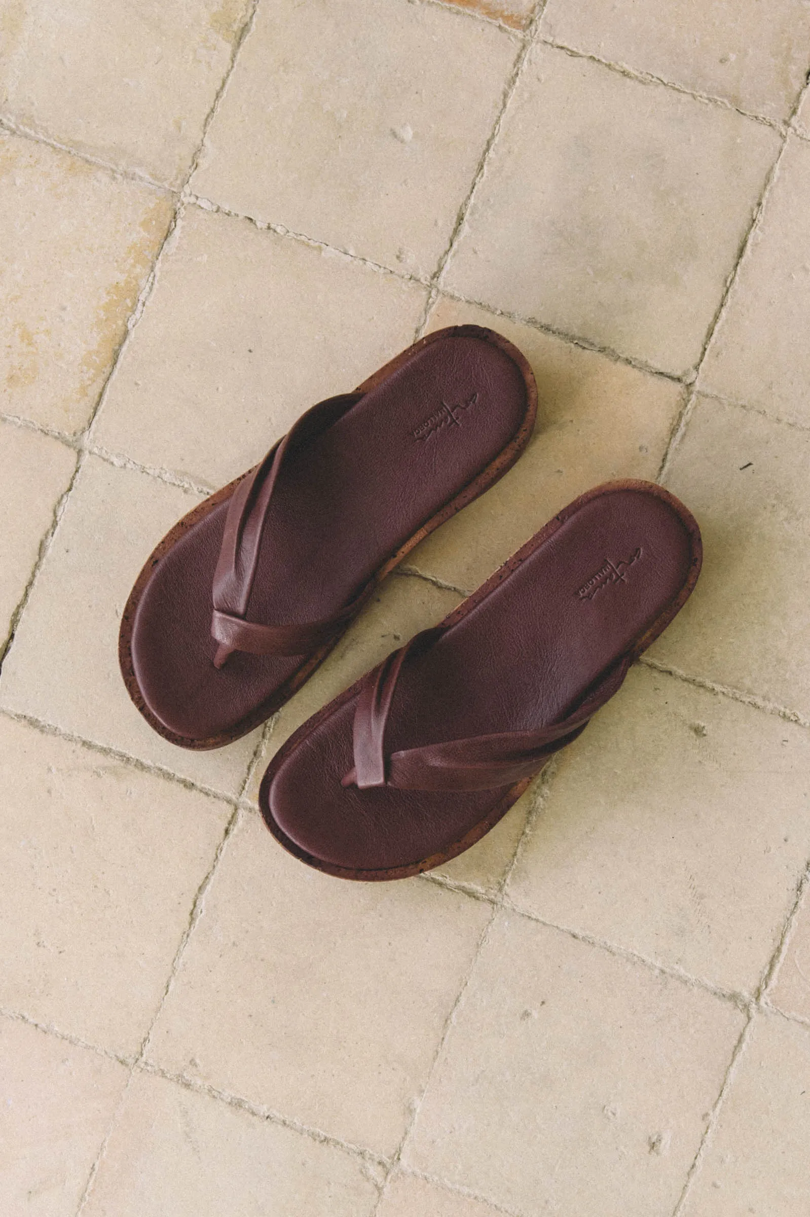 ADA, BURGUNDY LEATHER FLIPFLOPS