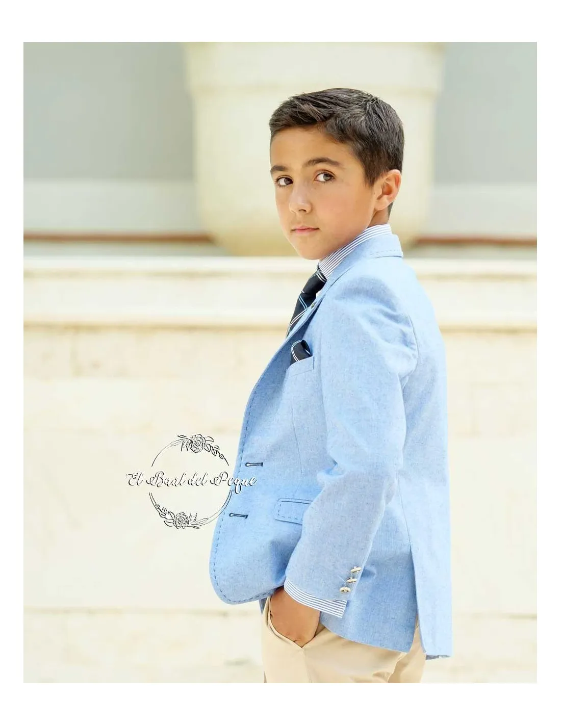 Americana Niño Varones Moda Infantil Azul Celestón
