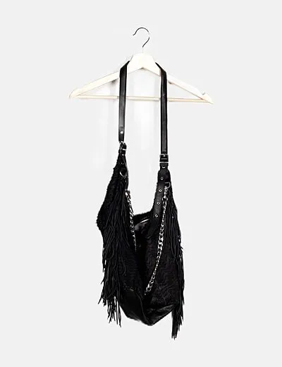 ASH Bolso shopper negro flecos