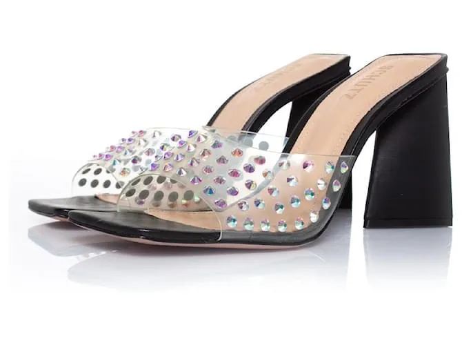 Autre Marque Schutz, mules de metacrilato con pedrería Negro 