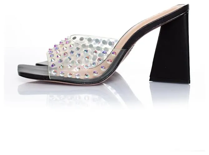 Autre Marque Schutz, mules de metacrilato con pedrería Negro 