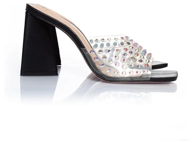 Autre Marque Schutz, mules de metacrilato con pedrería Negro 