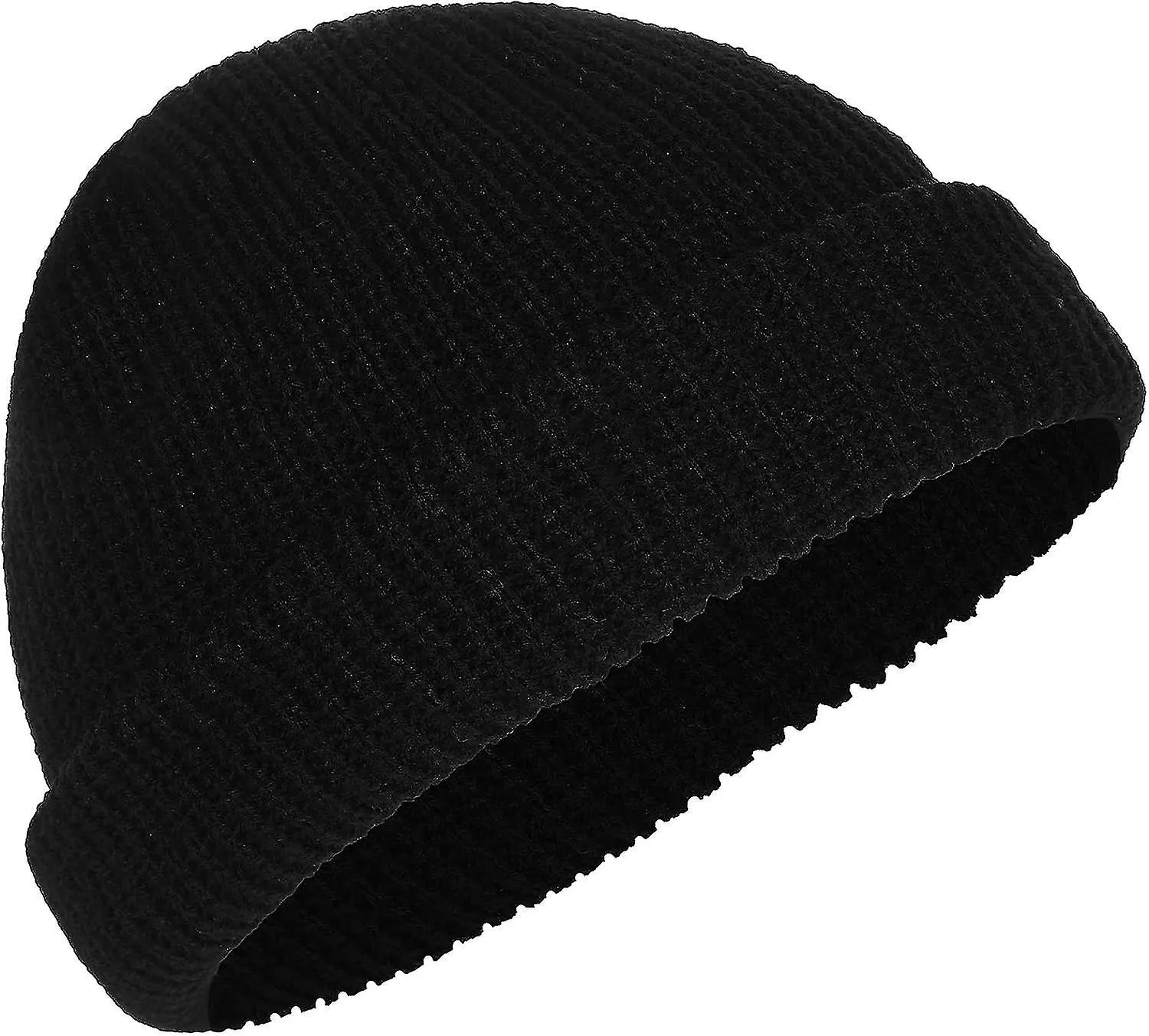 BEANIE HAT  BEANIES FOR MEN WOMEN, UNISEX CUFFED PLAIN SKULL KNIT BEANIE, BLACK