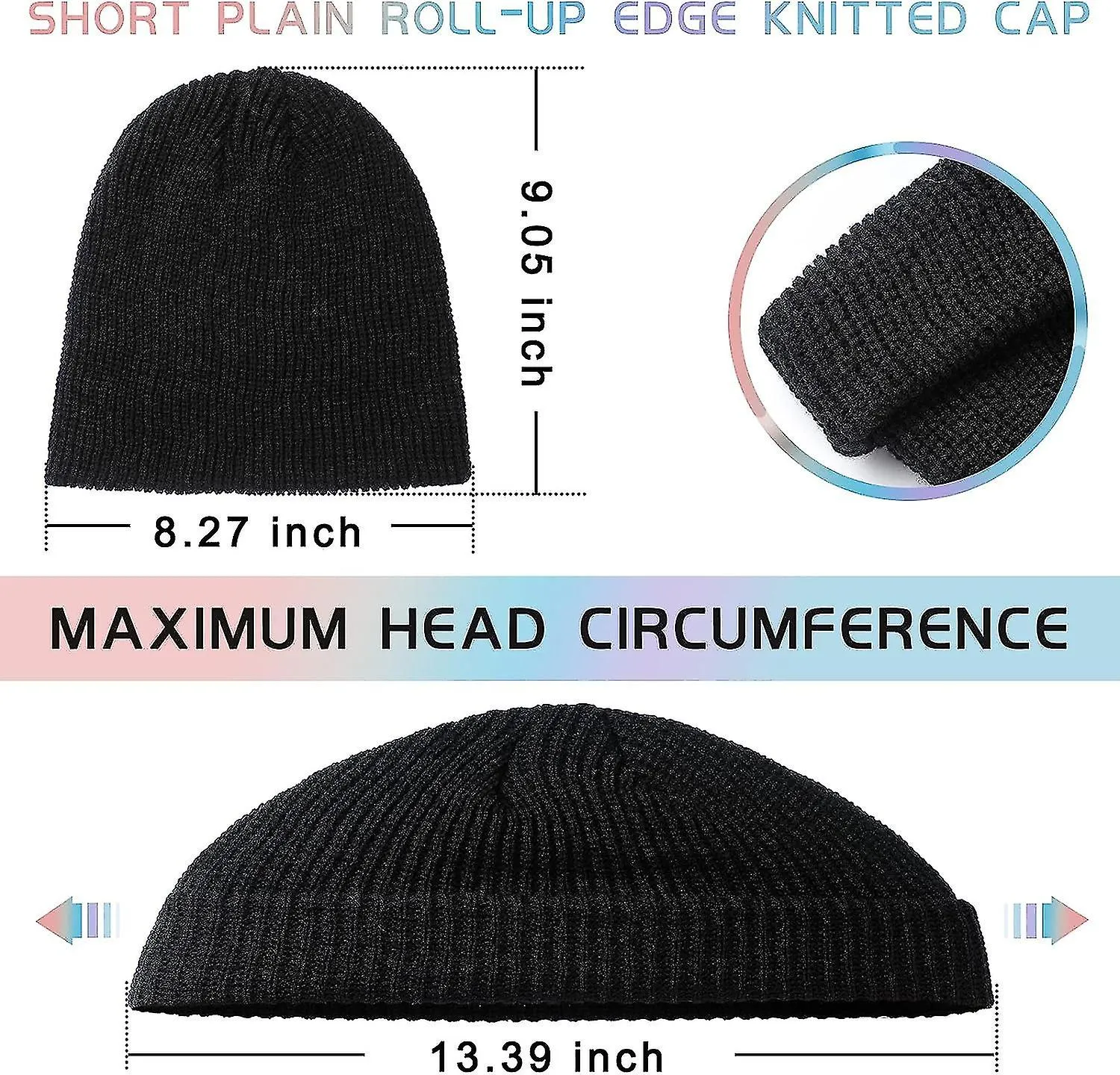 BEANIE HAT  BEANIES FOR MEN WOMEN, UNISEX CUFFED PLAIN SKULL KNIT BEANIE, BLACK