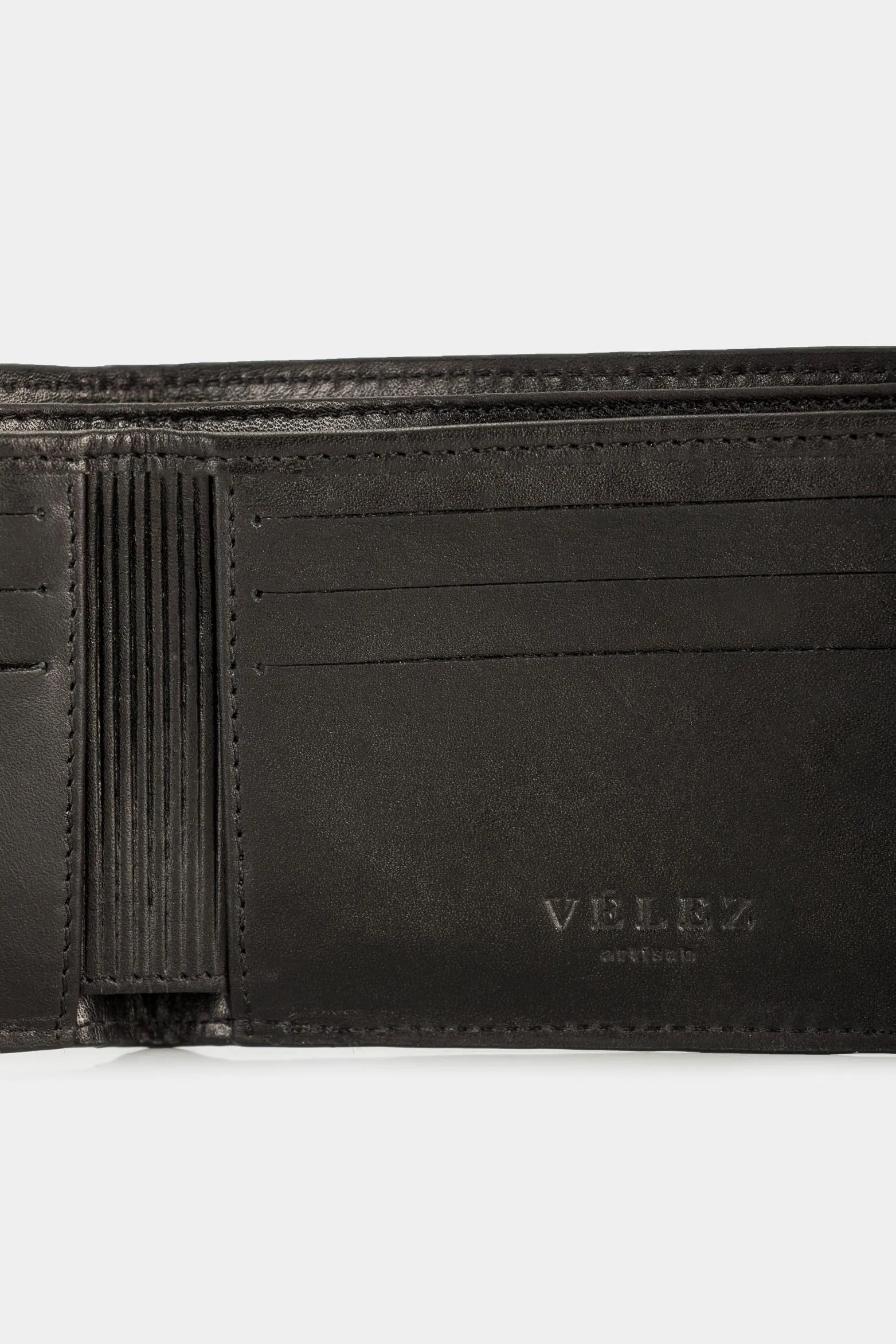 Billetera zafiro de cuero para hombre contraste interno