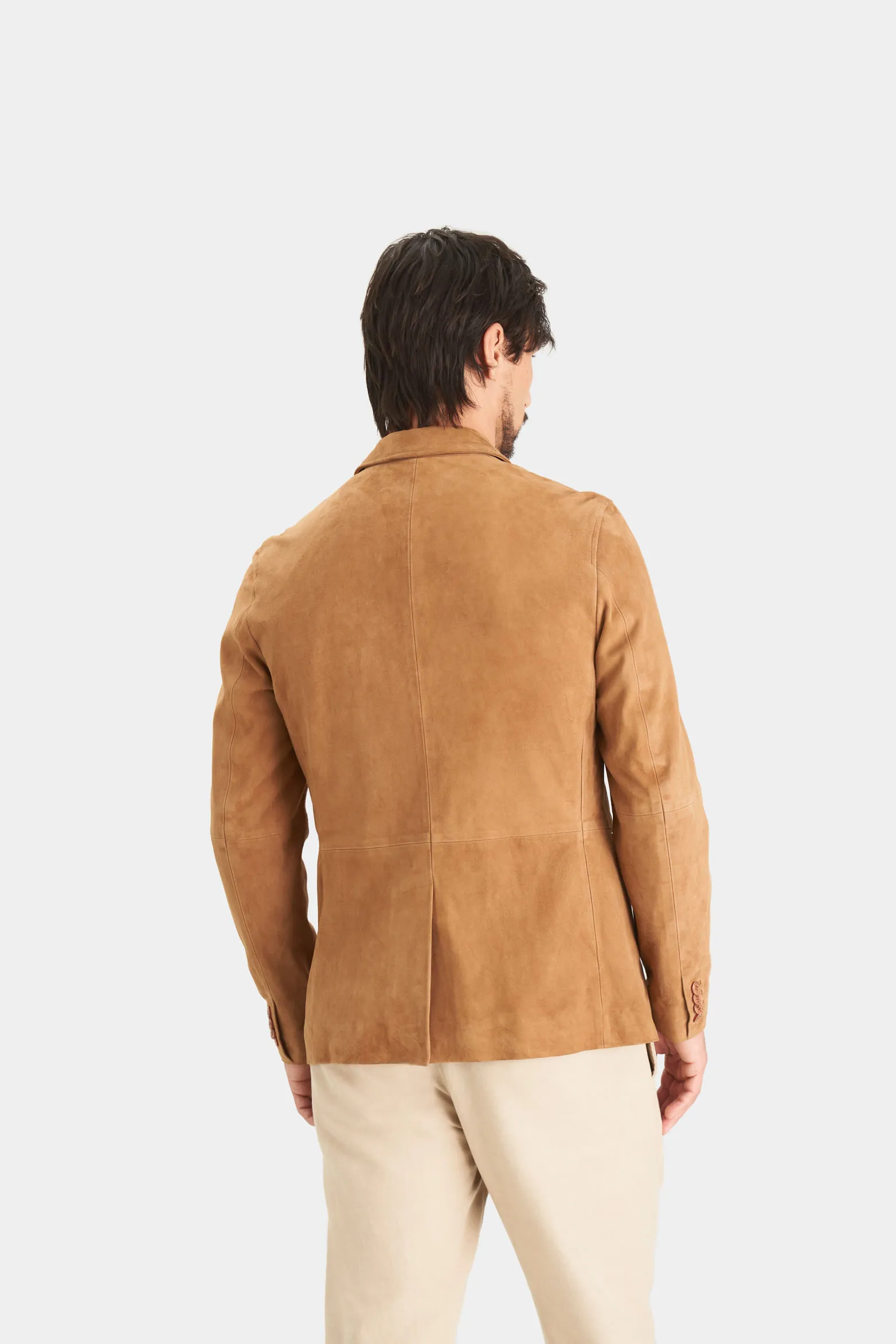 Blazer niger de gamuza para hombre fit semi ajustado
