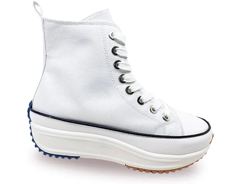 Botines Lona Mujer Blancas Plataforma Modelo Hike