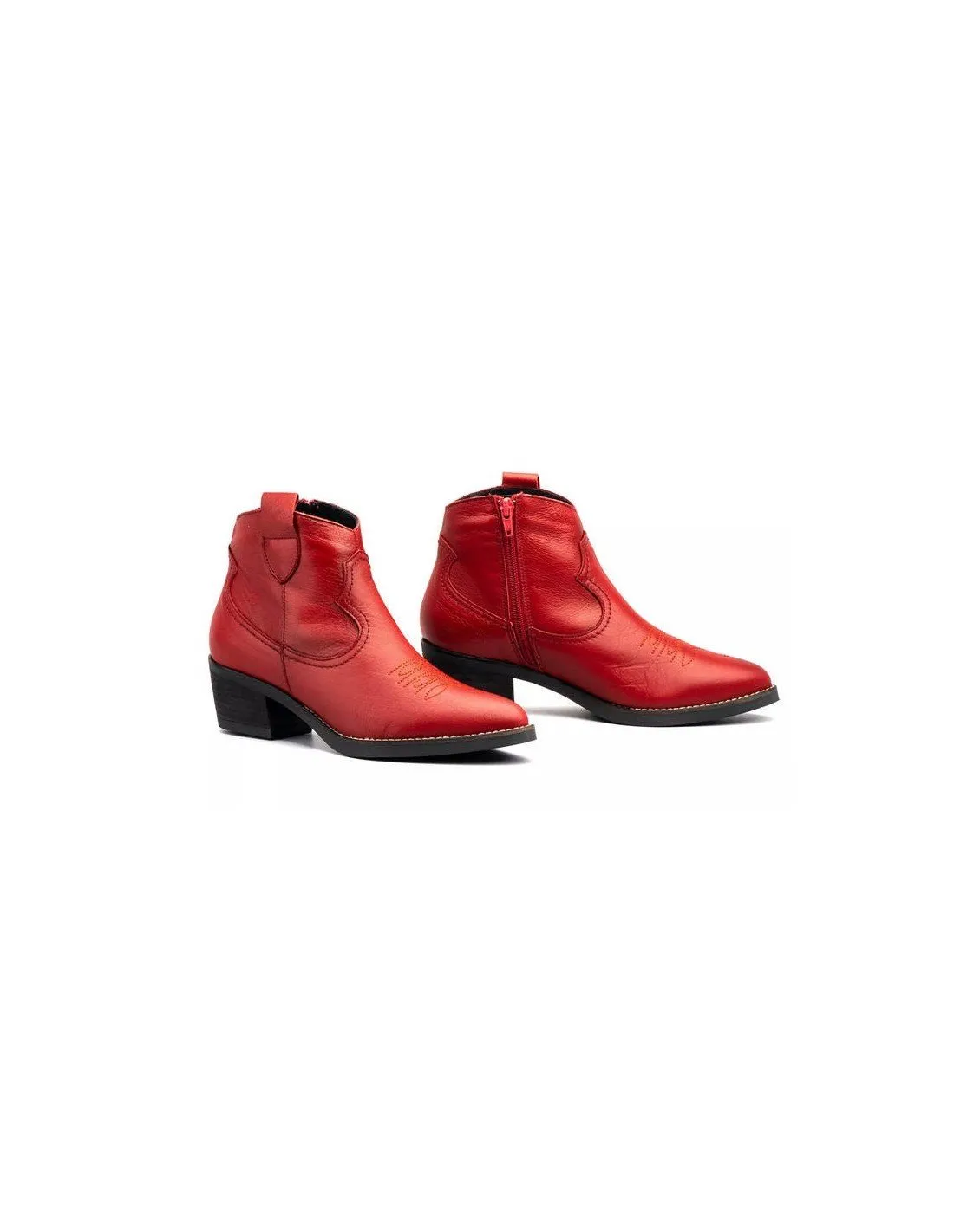 Botines Mujer Cawboy Rojo