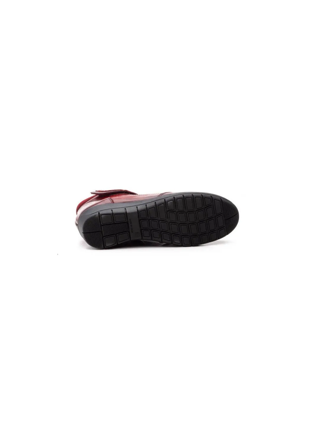 Botines Piel Cómodos Velcro Burdeos