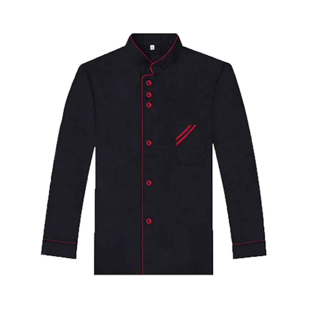 CAMISA DE CATERING UNISEX BASICAL TOPS DE CHEF DE MANGA LARGA PARA PANADERíA HOTEL RESTAURANTE  TALLA XXXL (NEGRO)