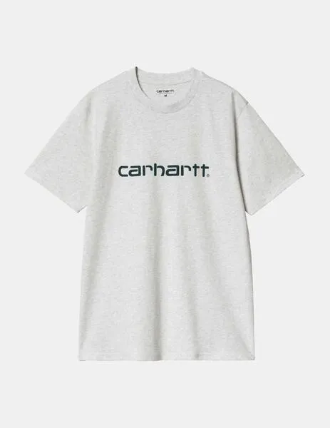 CAMISETA CARHARTT SCRIPT  ASH HEATHER / DUCK BLUE