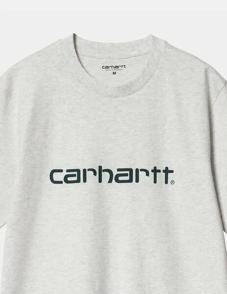 CAMISETA CARHARTT SCRIPT  ASH HEATHER / DUCK BLUE