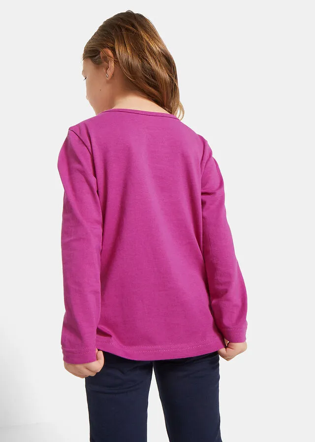 Camiseta de manga larga para niña (2 unidades) Azul zafiro + fucsia