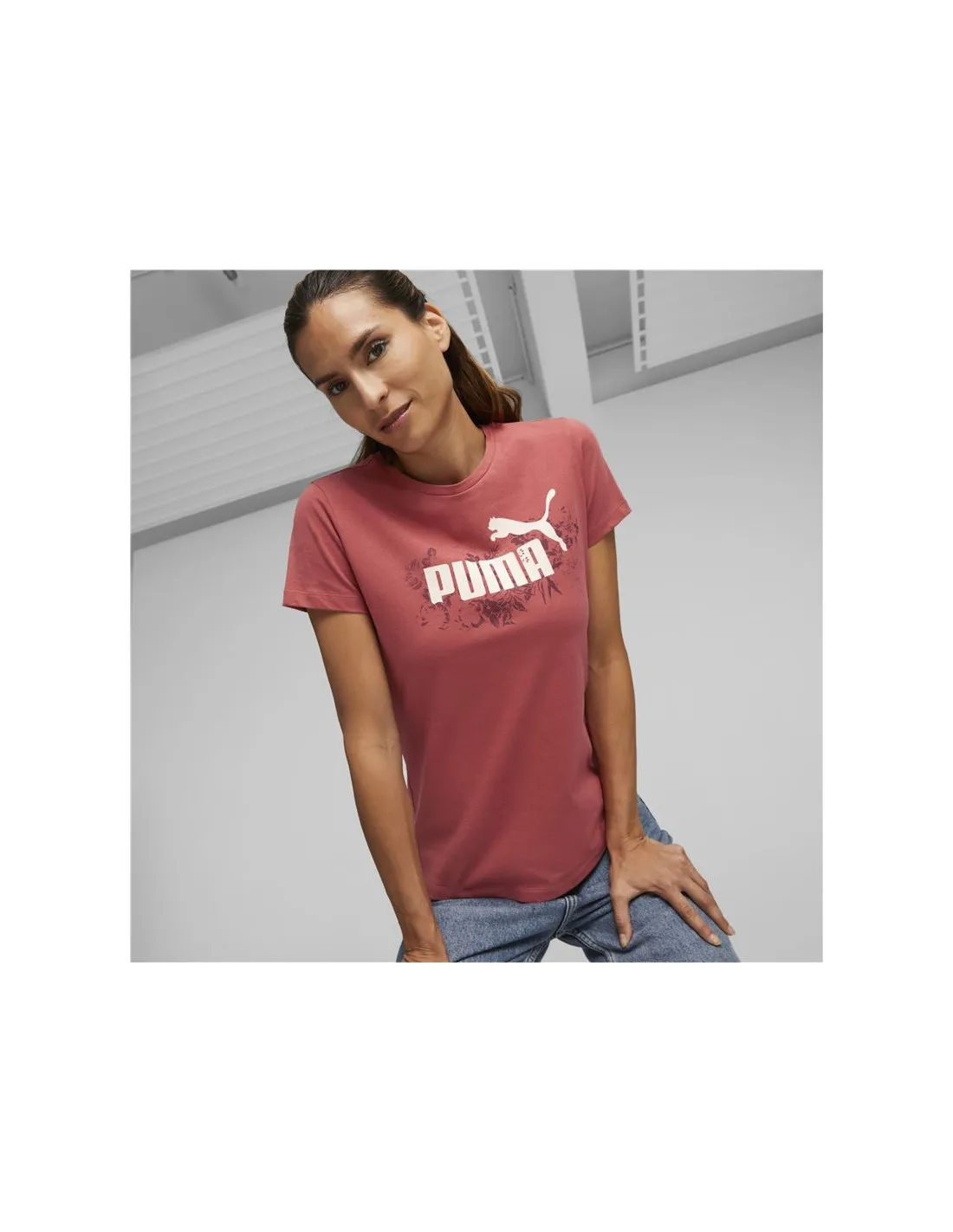 Camiseta Puma Ess+ Floral Vibes Granate Mujer