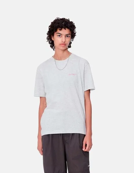 CAMISETA W' CARHARTT SCRIPT EMBROIDERY  ASH HEATHER / DUST