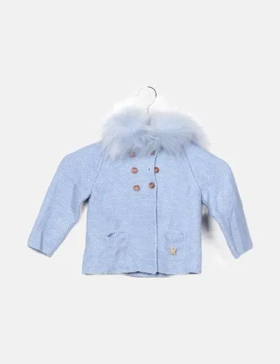 Carmen taberner Chaqueta de punto azul detalle pelo