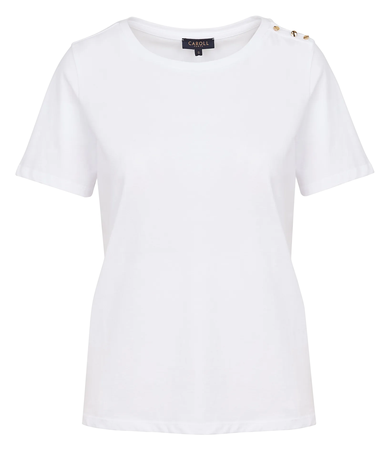 CAROLL TJAYA  CAMISETA RECTA DE ALGODóN CON CUELLO REDONDO EN BLANCO