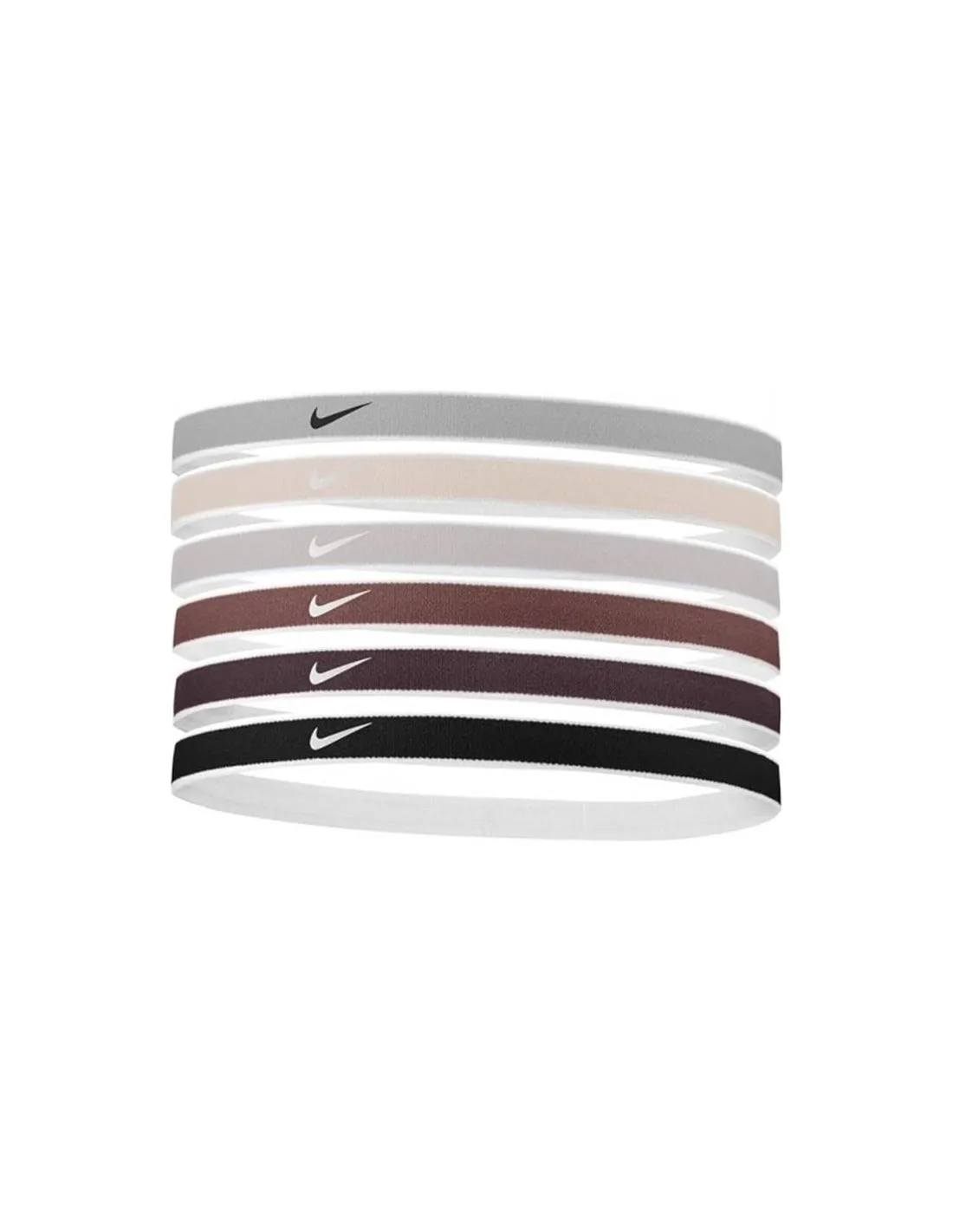 Cinta de Pelo de Fitness Nike Swoosh Sport s 6 Pk Tipped Gris