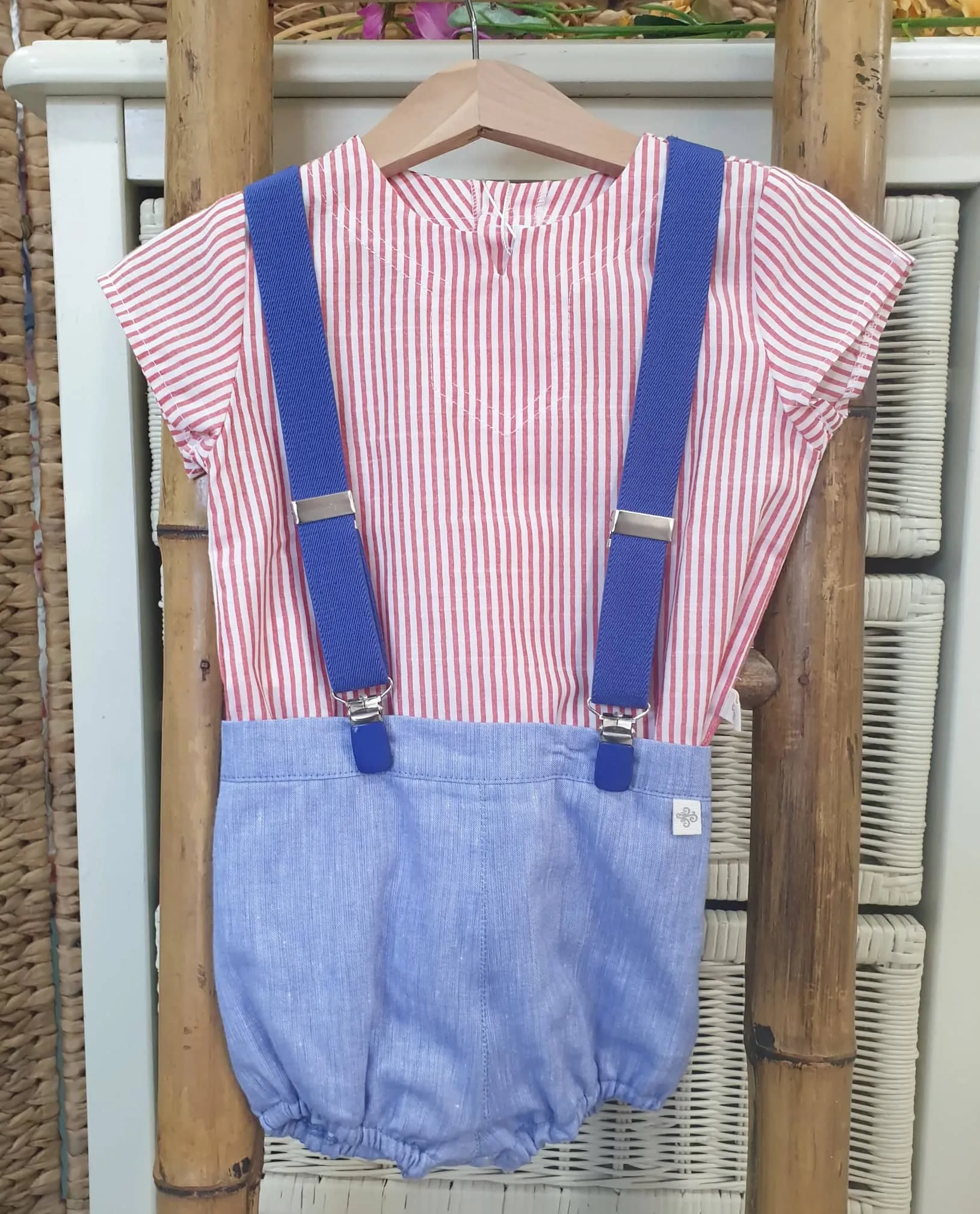 Conjunto niño Bombacho ranita + tirante y Camisa R410086 R130301
