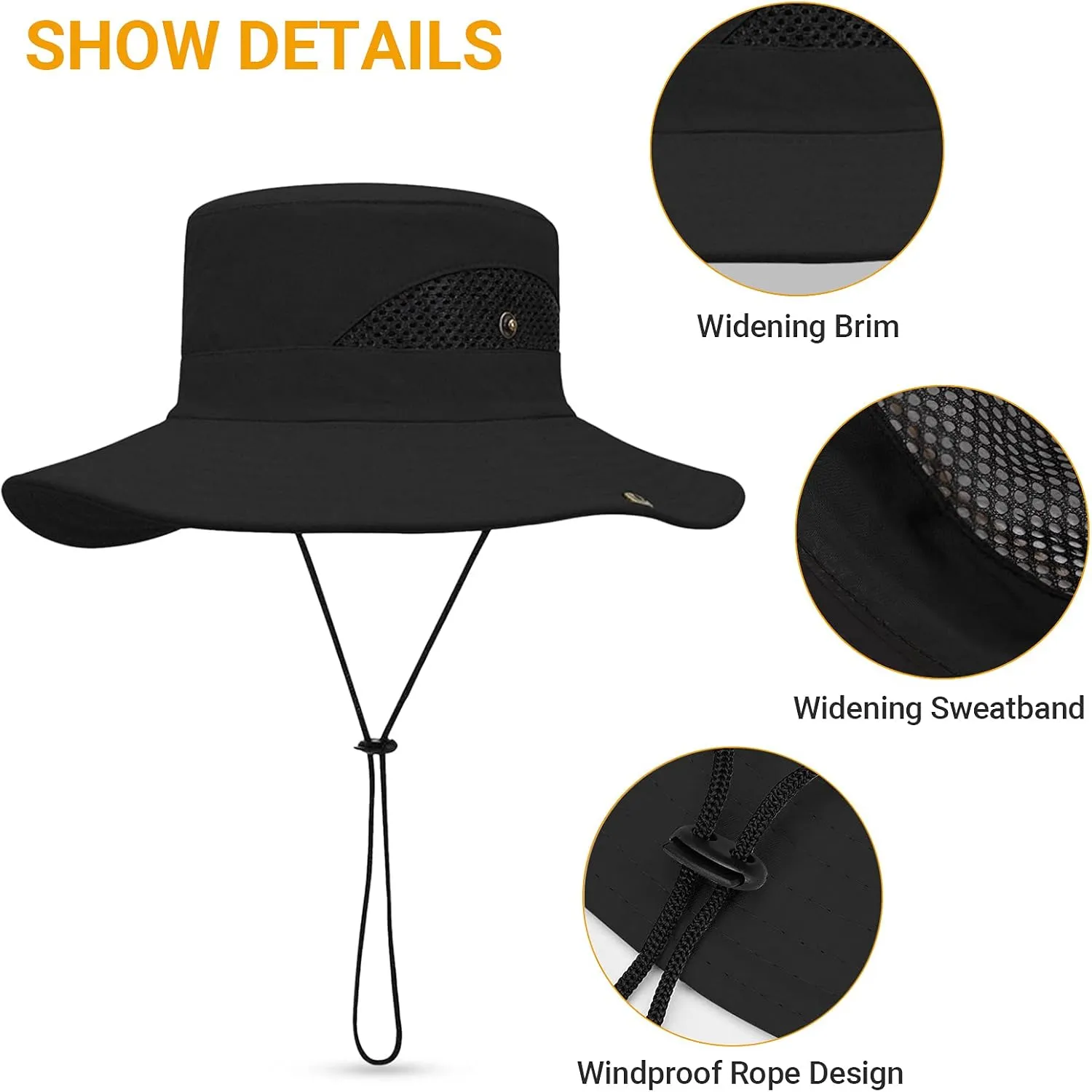 DORRISO Hombres Ancha Sombrero para el Sol Sombrero de Vacaciones Viaje Pesca Gorro Transpirable Ocio Gorra Cómodo Vacaciones Vi