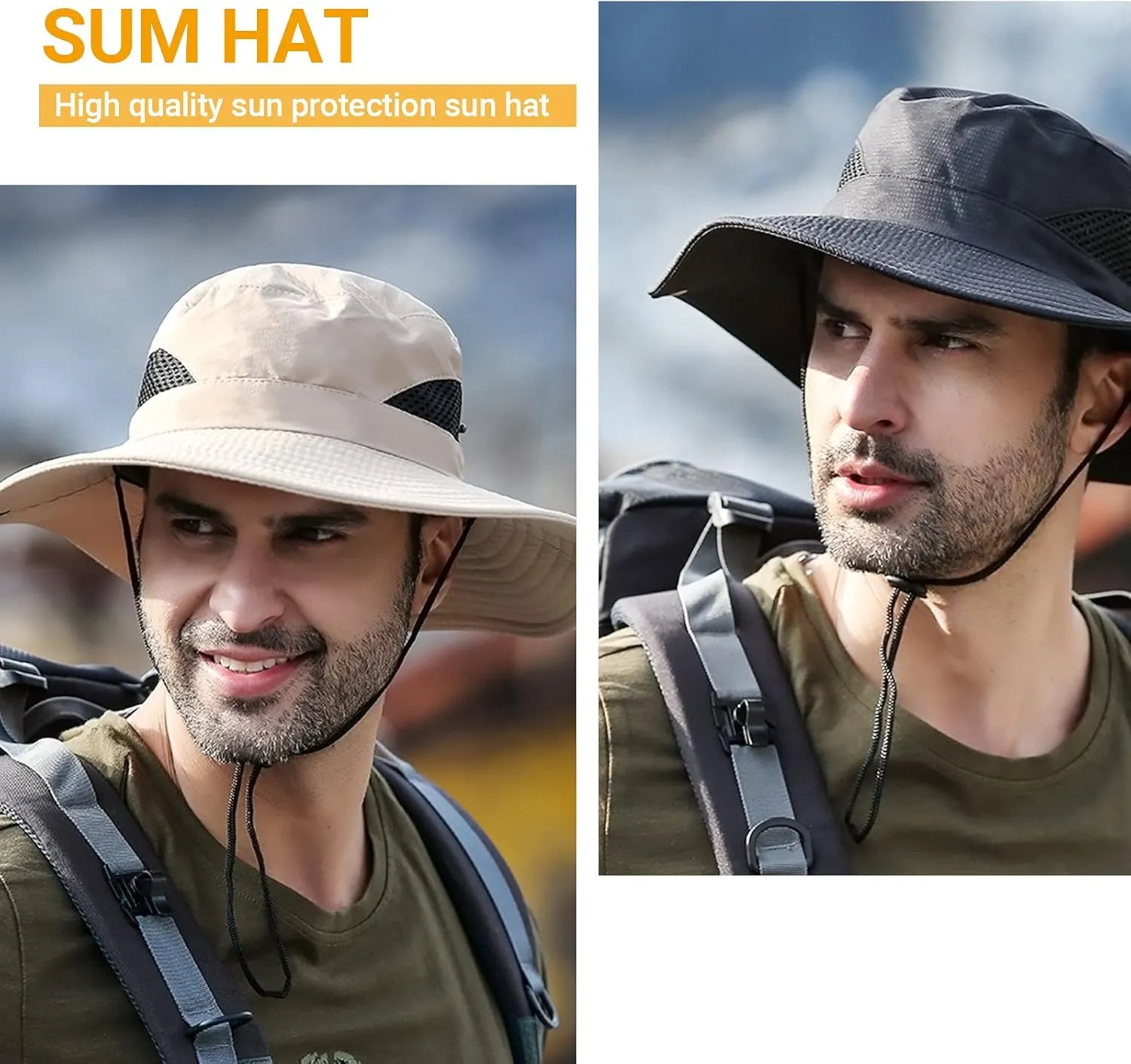 DORRISO Hombres Ancha Sombrero para el Sol Sombrero de Vacaciones Viaje Pesca Gorro Transpirable Ocio Gorra Cómodo Vacaciones Vi