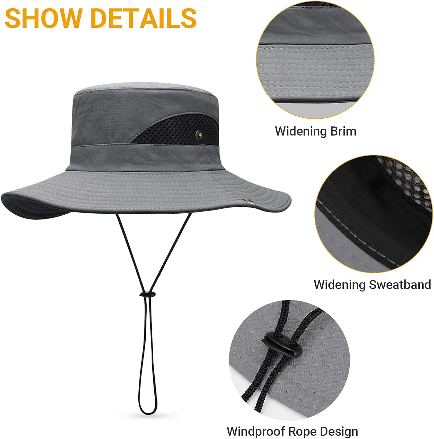 DORRISO Hombres Ancha Sombrero para el Sol Sombrero de Vacaciones Viaje Pesca Gorro Transpirable Ocio Gorra Cómodo Vacaciones Vi