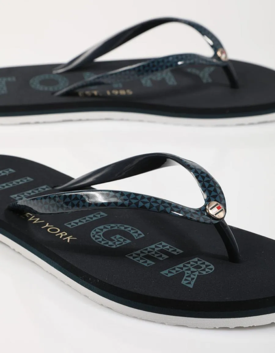  flip flops TOMMY HILFIGER Tommy Footbed Flat Beach Sandal en Navy Blue 78656