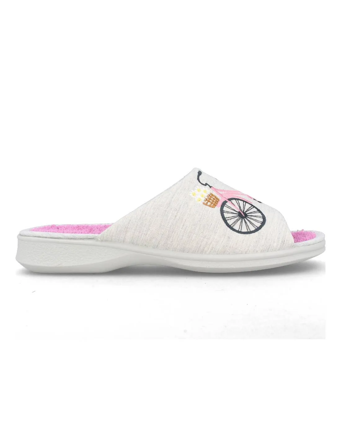 GARZóN  ZAPATILLAS CASA BICICLETA FLORES GRIS VIOLETA