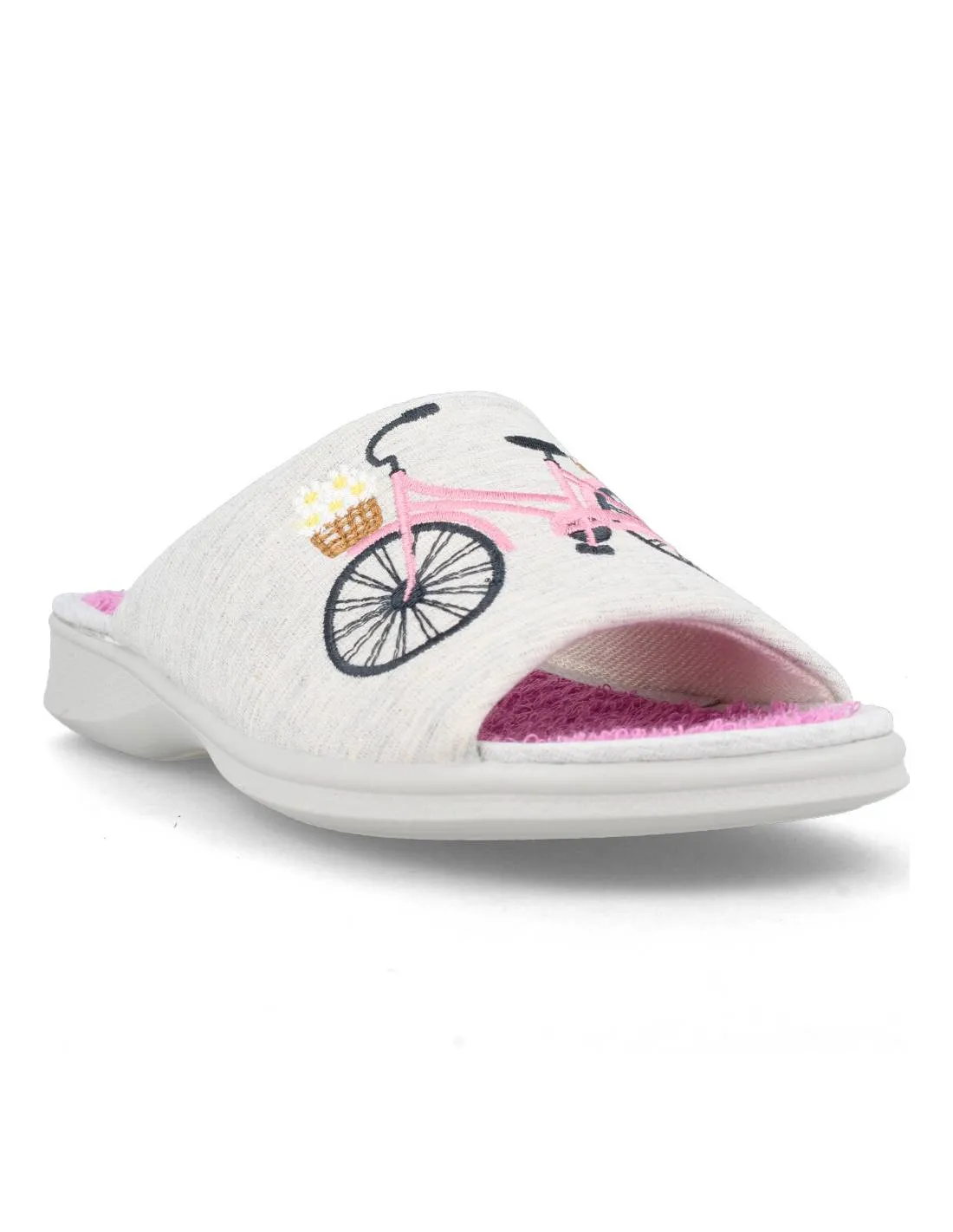 GARZóN  ZAPATILLAS CASA BICICLETA FLORES GRIS VIOLETA