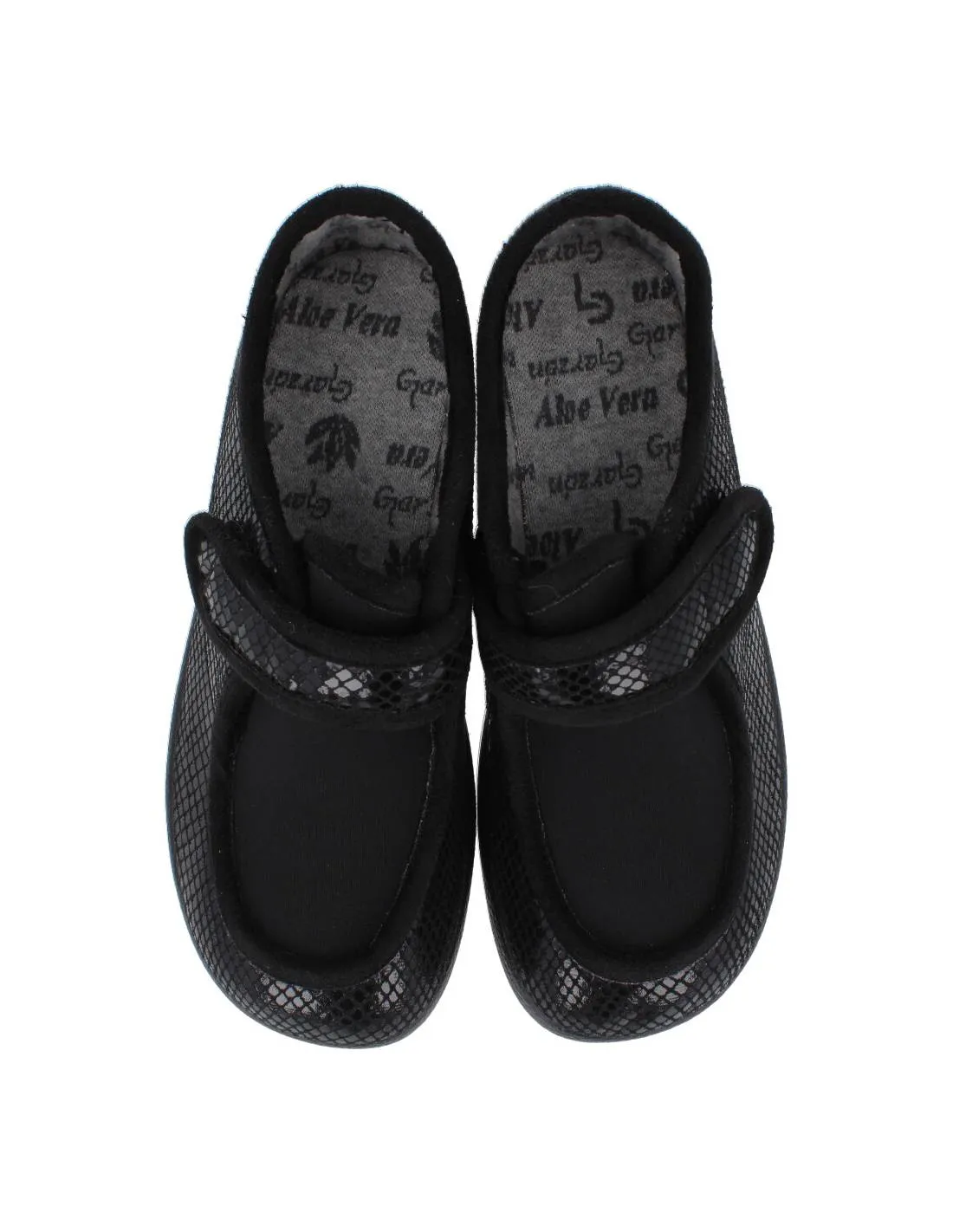 GARZóN  ZAPATILLAS CASA LICRA SERPIENTE VELCRO NEGRO