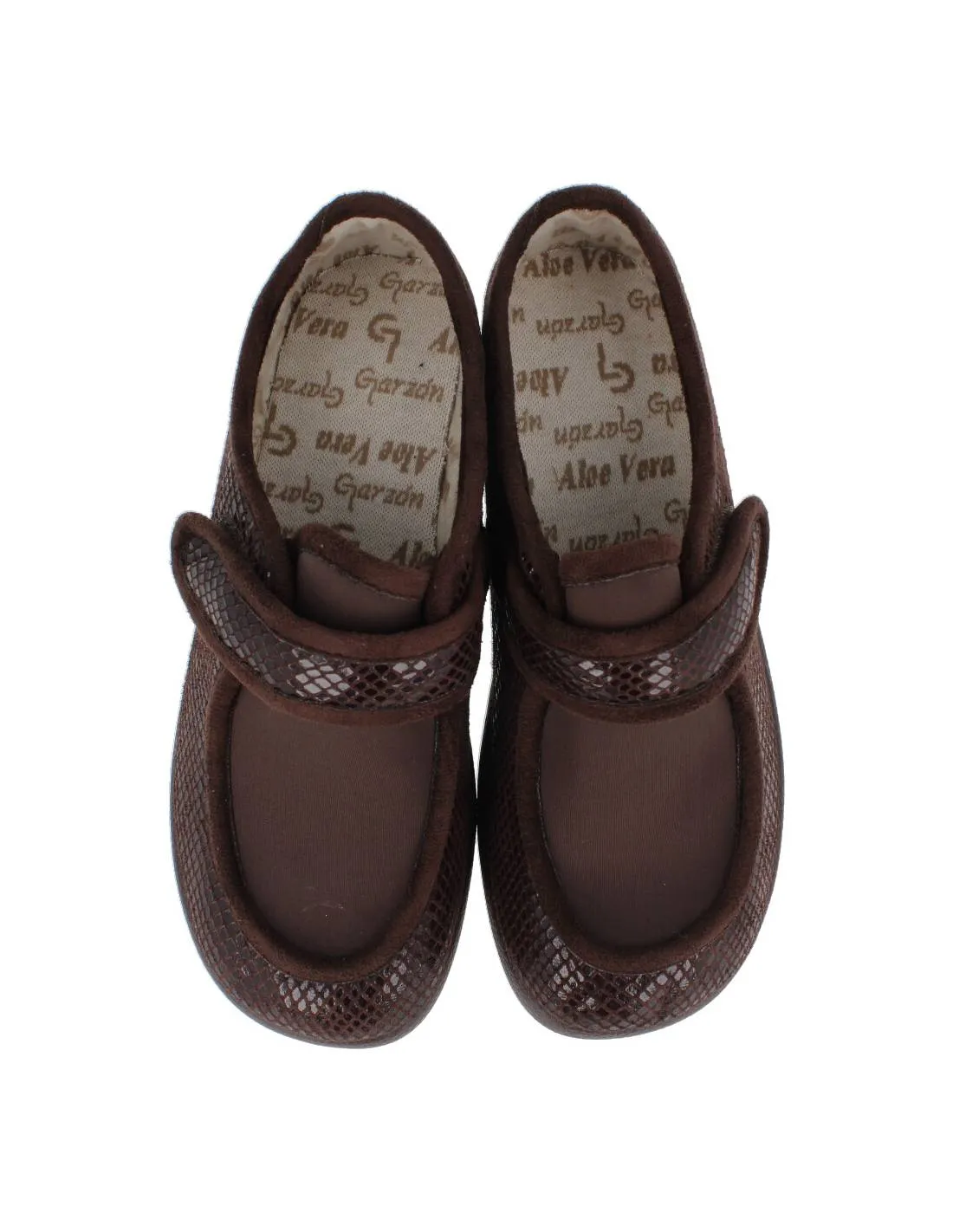 GARZóN  ZAPATILLAS DE CASA MARRóN ANCHO ESPECIAL VELCRO