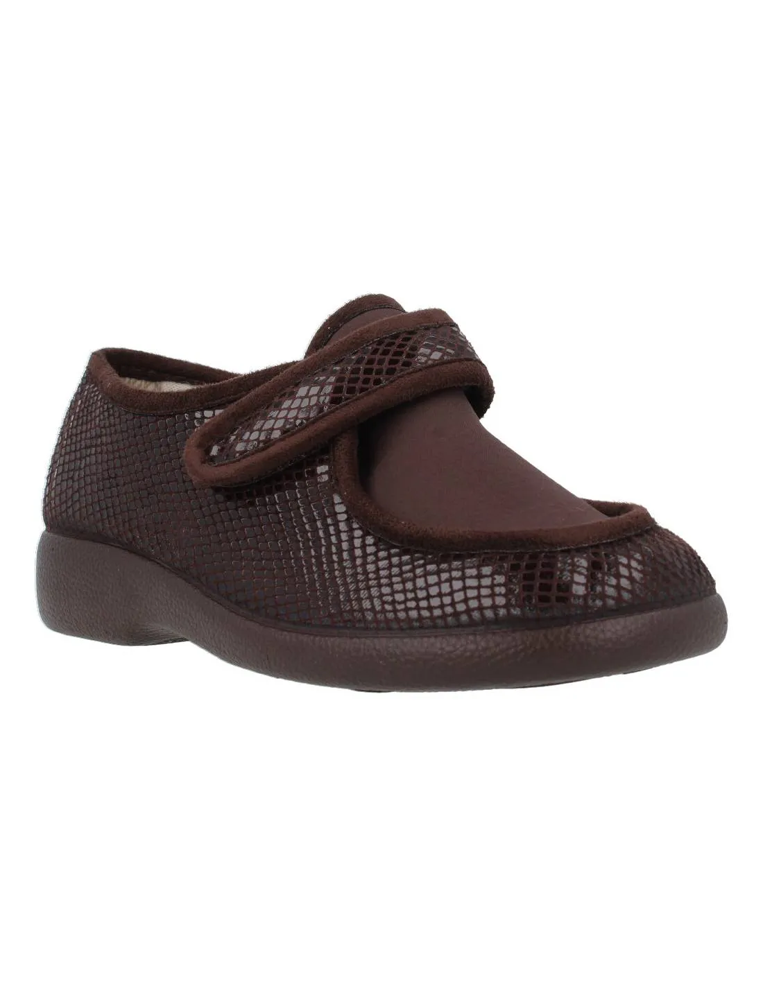 GARZóN  ZAPATILLAS DE CASA MARRóN ANCHO ESPECIAL VELCRO