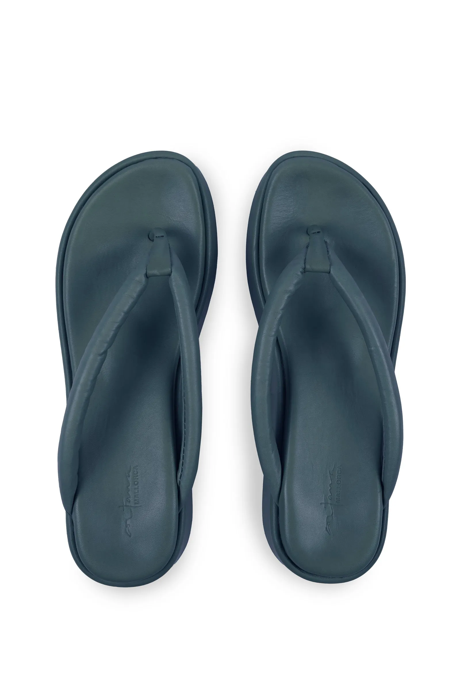 Geisha, ocean green platform flip flops