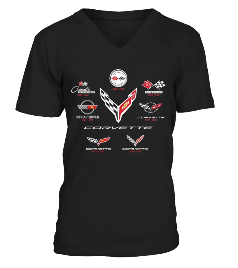 JH DESIGN GROUP Mens Corvette BK Back Camiseta cuello en V Unisex