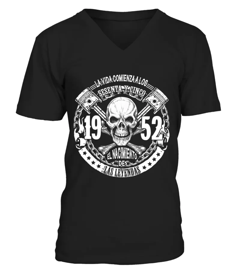 La vida comienza a los sesenta y cinco 1952 el nacimiento de las leyendas Camiseta cuello en V Unisex
