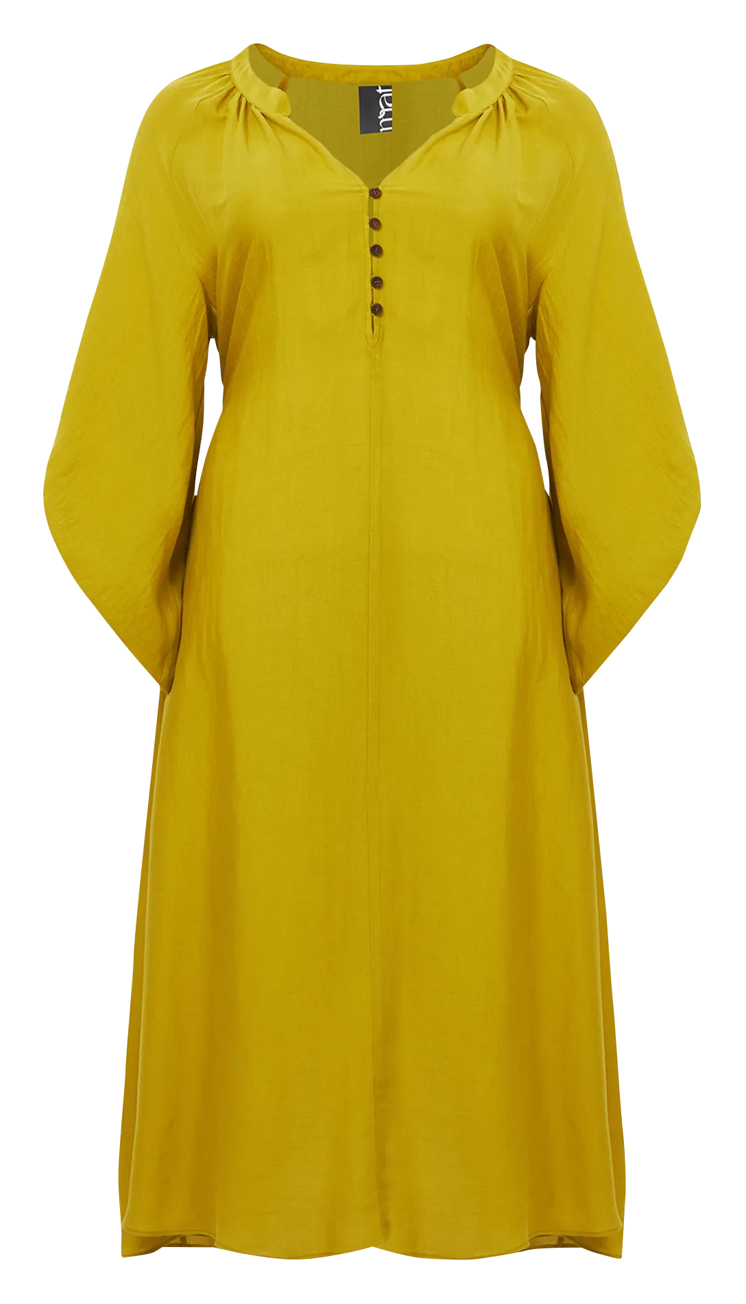 MAT FASHION Vestido largo con cuello mao en amarillo