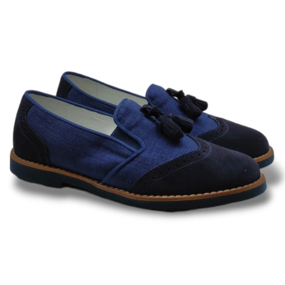Mocasin comunion niño guxs borlas marino