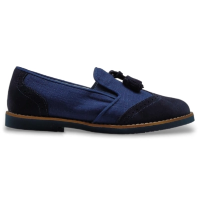 Mocasin comunion niño guxs borlas marino