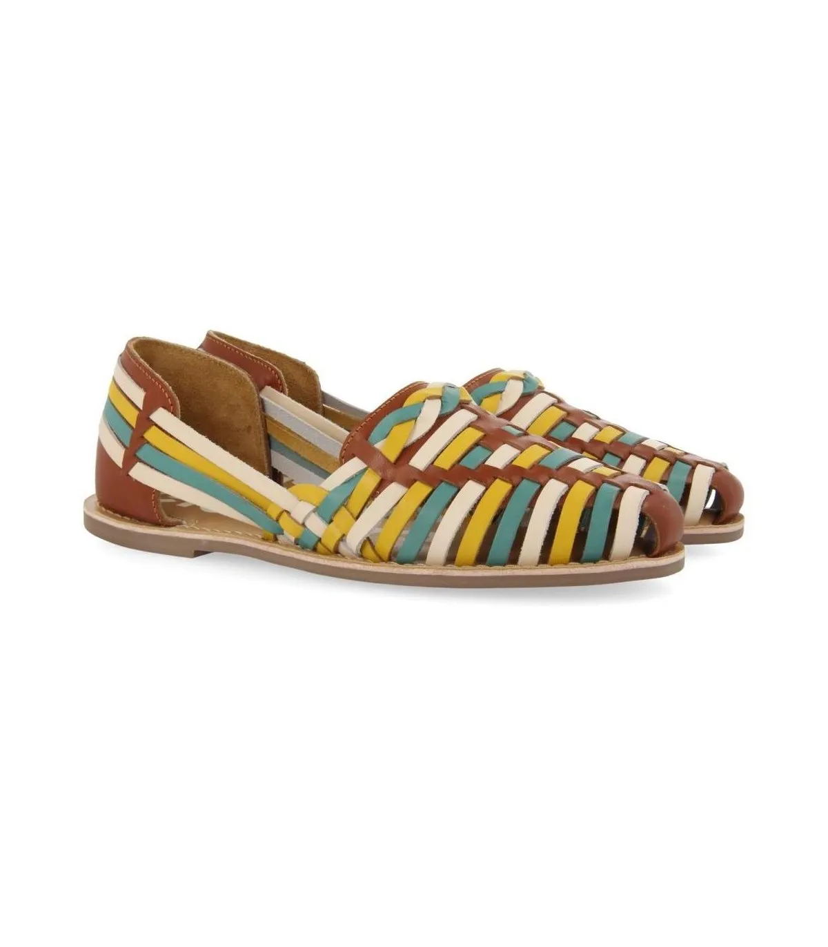 Mocasín de piel trenzada multicolor