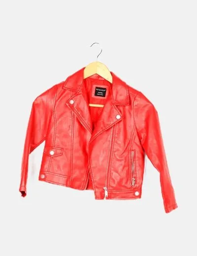 Primark Chaqueta biker roja casual