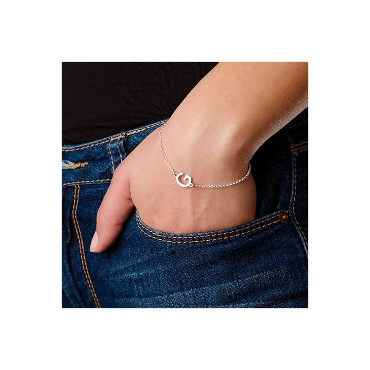 Pulsera  con Iniciales o simbolos horizontal o vertical  plata de ley