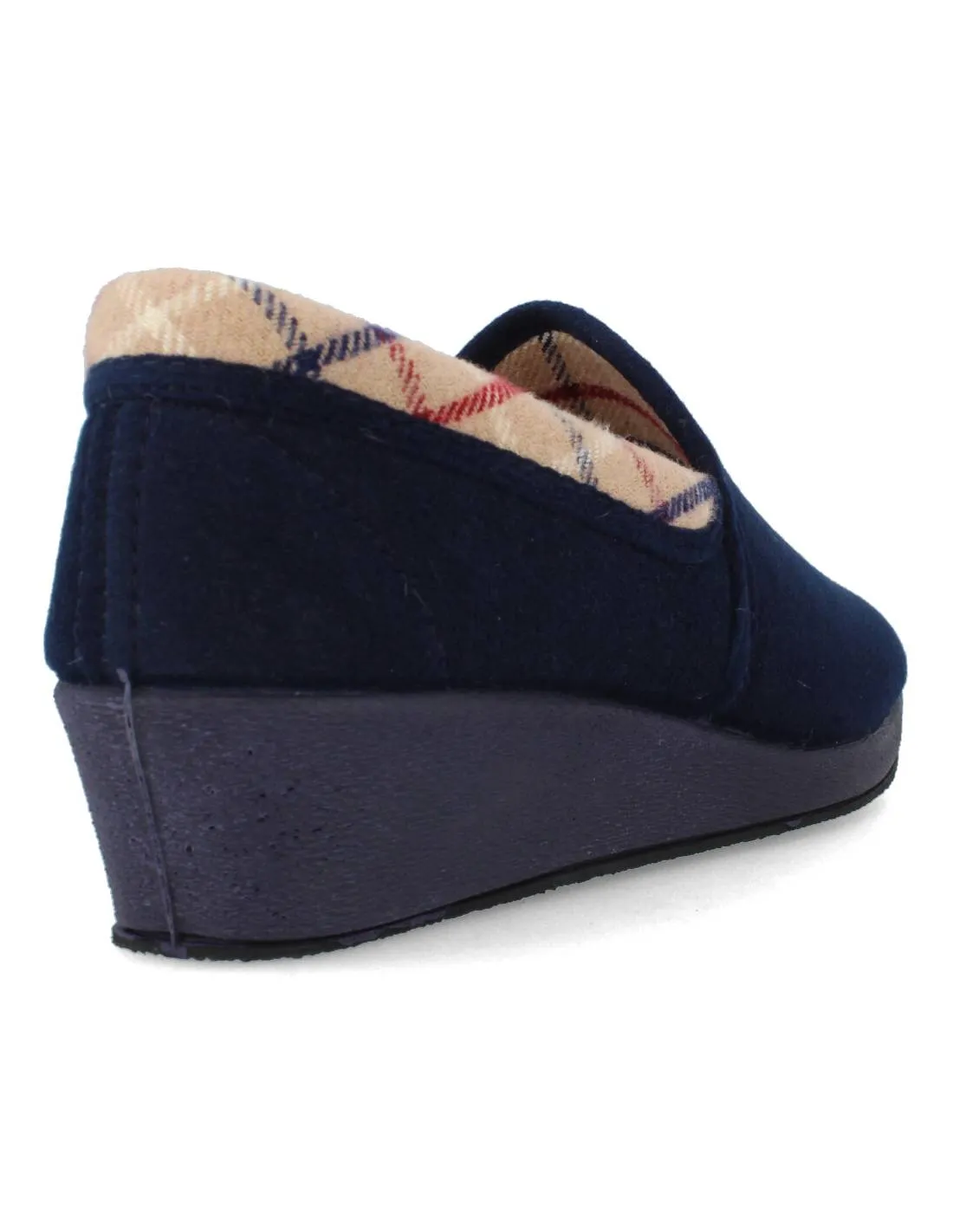 SALEMERA  ZAPATILLAS CASA CUñA CERRADA CUADROS MARINO