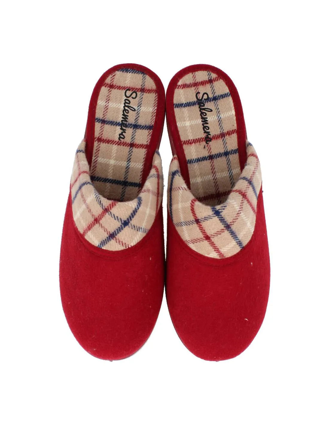 SALEMERA  ZAPATILLAS CASA CUñA CUADROS ROJO