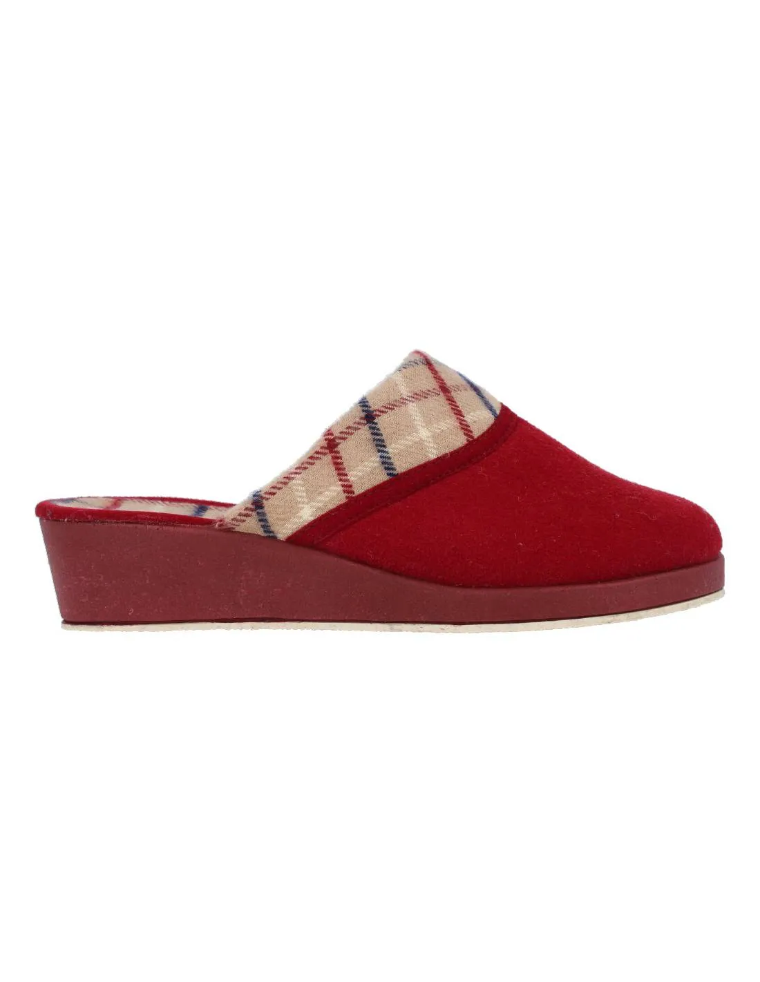 SALEMERA  ZAPATILLAS CASA CUñA CUADROS ROJO