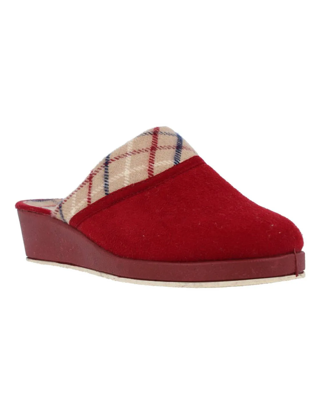 SALEMERA  ZAPATILLAS CASA CUñA CUADROS ROJO